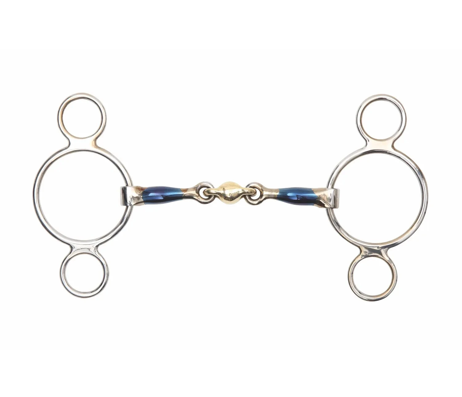 Shires Blue Sweet Iron Two Ring Gag With Lozenge Bit